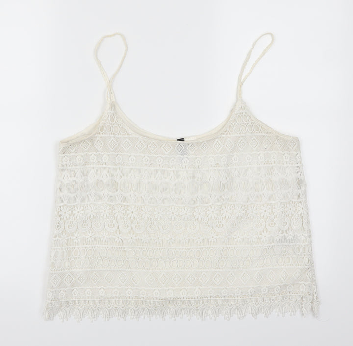 H&M Womens White  Lace Basic Tank Size M