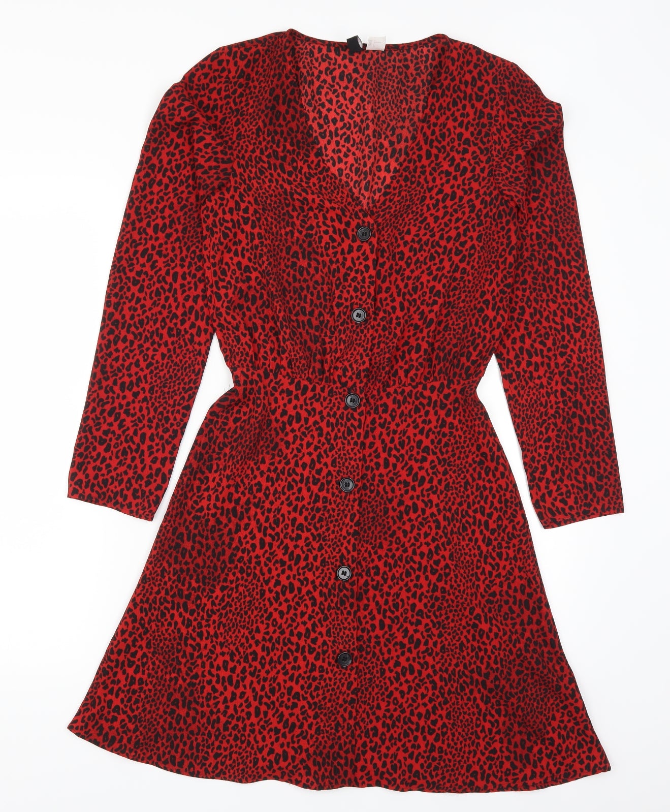 H&M Womens Red Animal Print  Skater Dress  Size 6