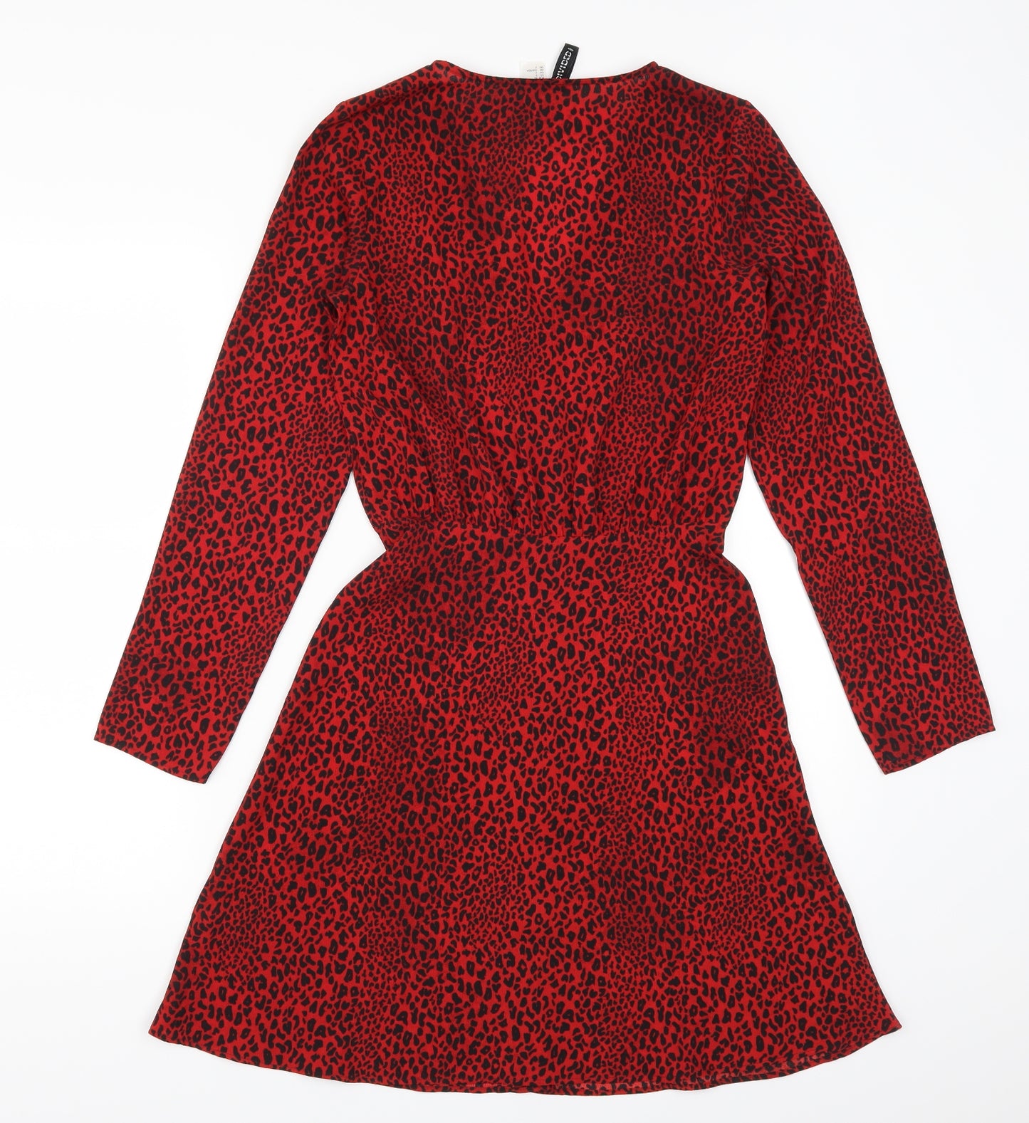 H&M Womens Red Animal Print  Skater Dress  Size 6