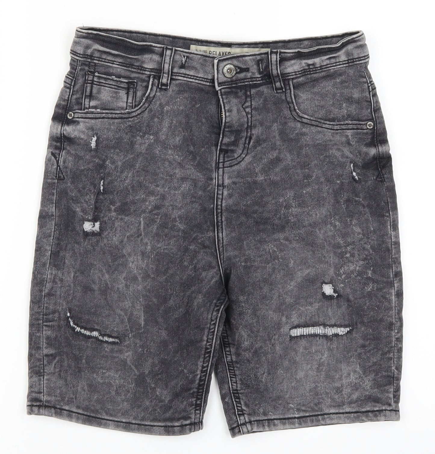 Denim Co Girls Grey  Denim Bermuda Shorts Size 12-13 Years - Distressed Look