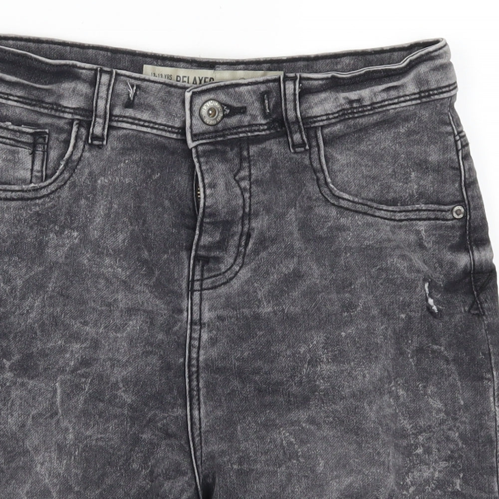 Denim Co Girls Grey  Denim Bermuda Shorts Size 12-13 Years - Distressed Look