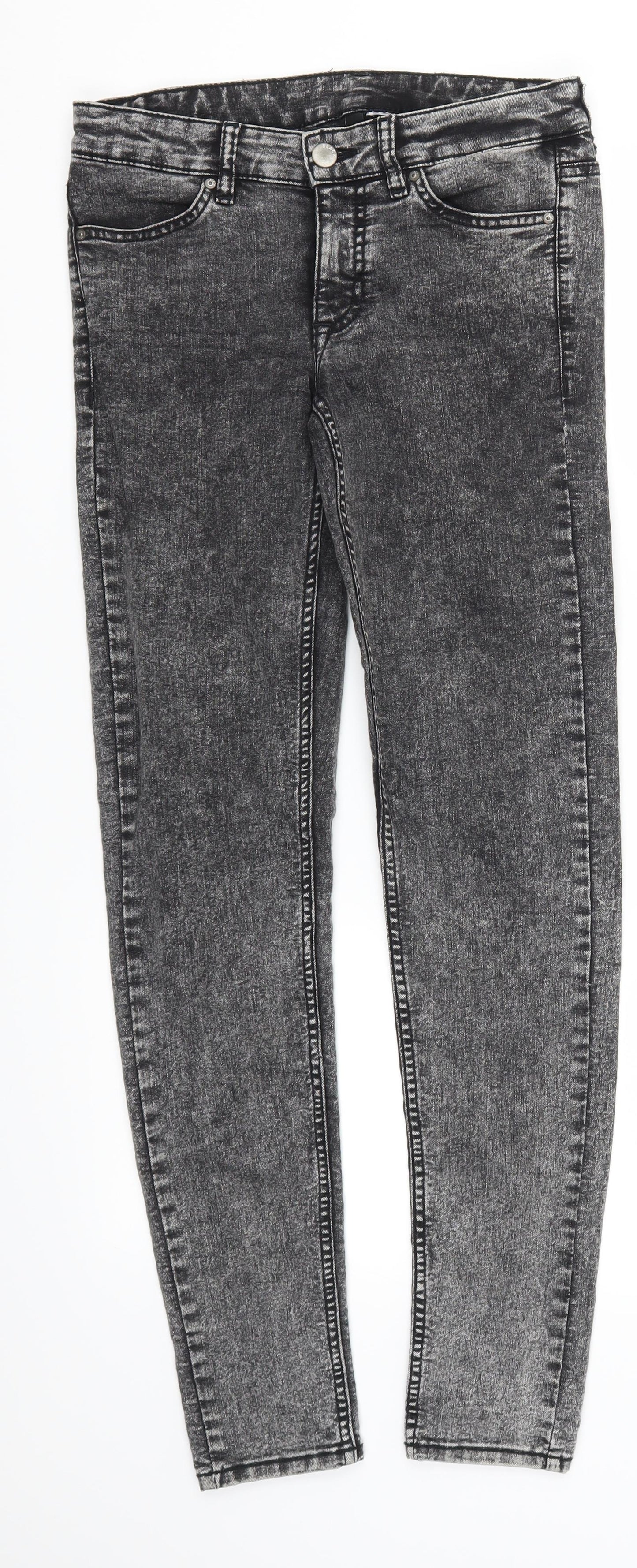 H&M Womens Grey  Denim Skinny Jeans Size 10 L30 in
