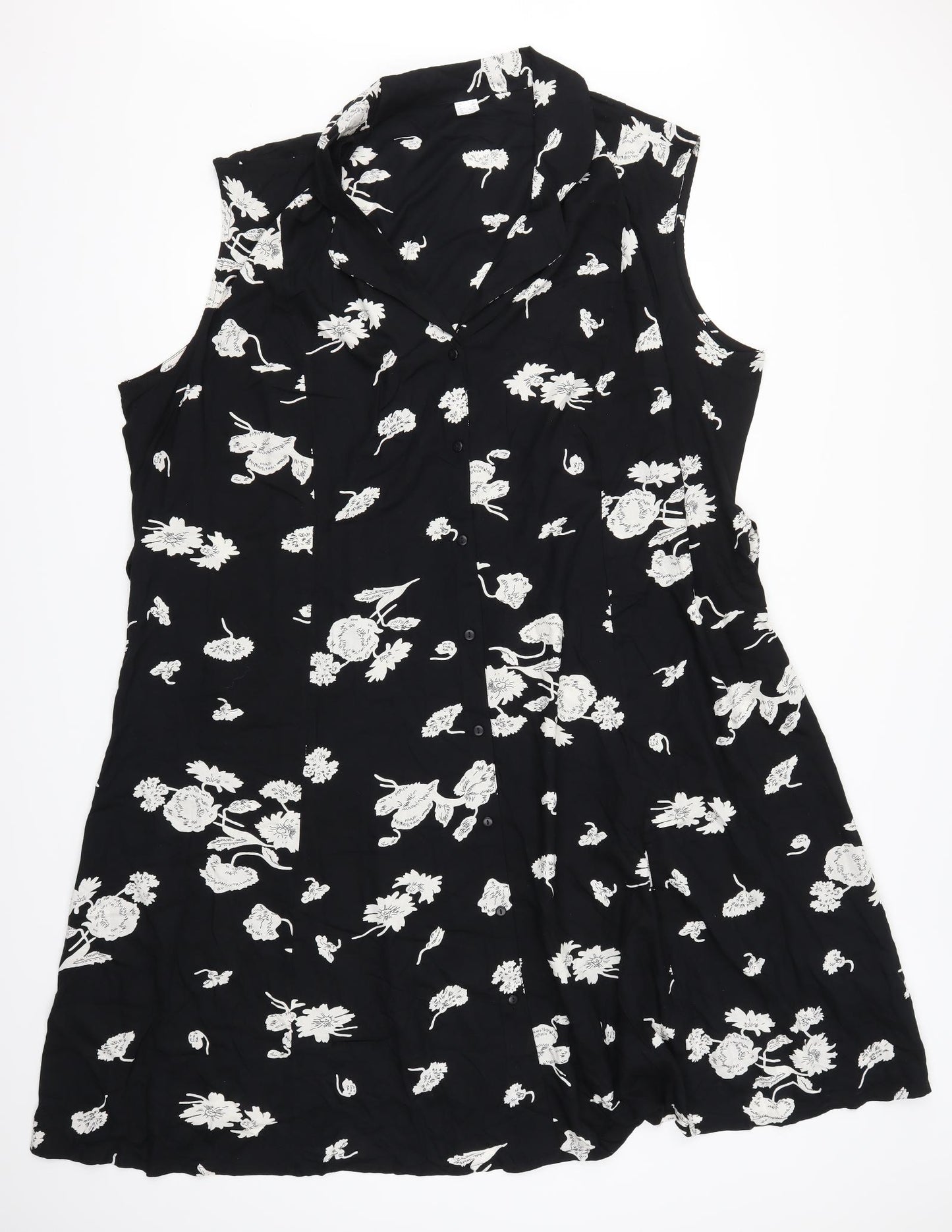 Preworn Womens Black Floral  Shirt Dress  Size 18