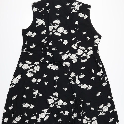 Preworn Womens Black Floral  Shirt Dress  Size 18