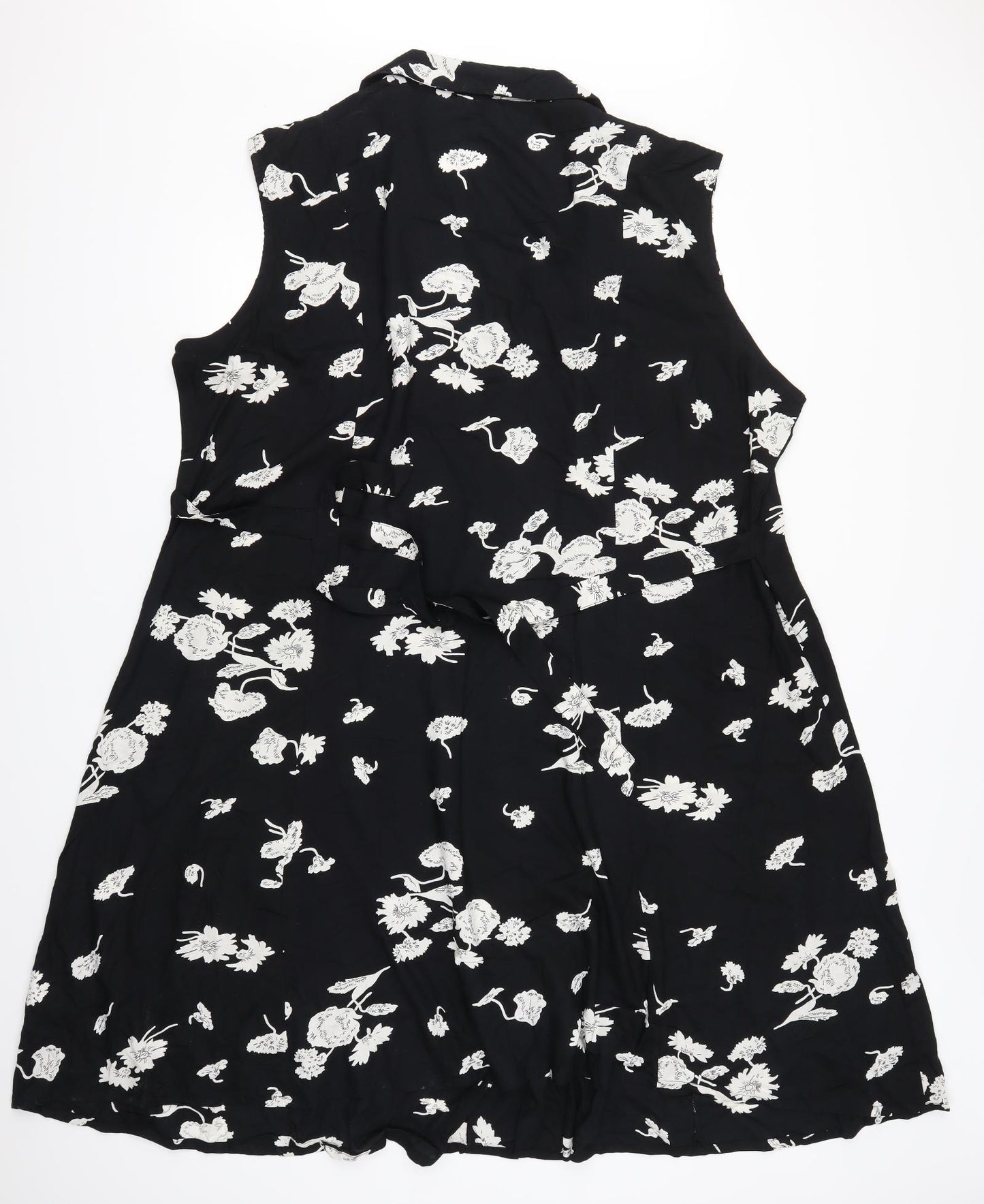 Preworn Womens Black Floral  Shirt Dress  Size 18