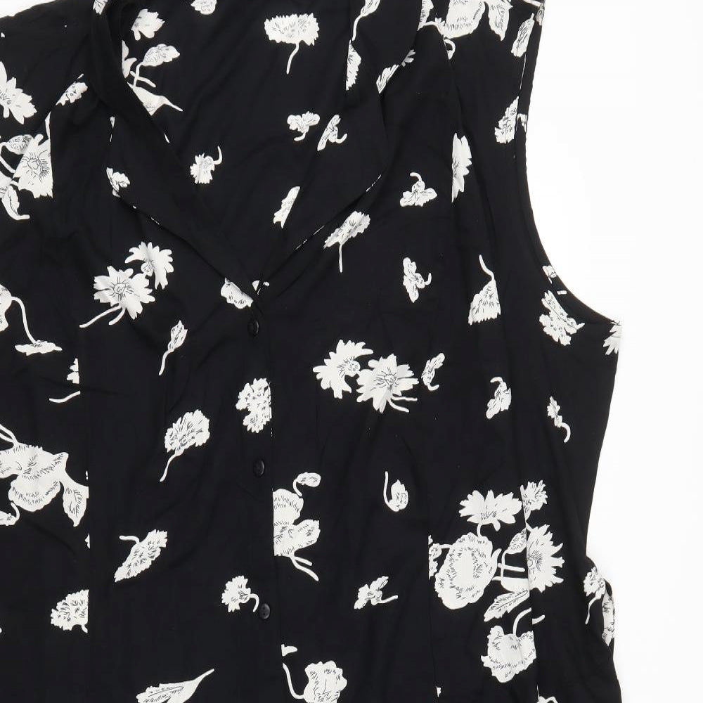 Preworn Womens Black Floral  Shirt Dress  Size 18