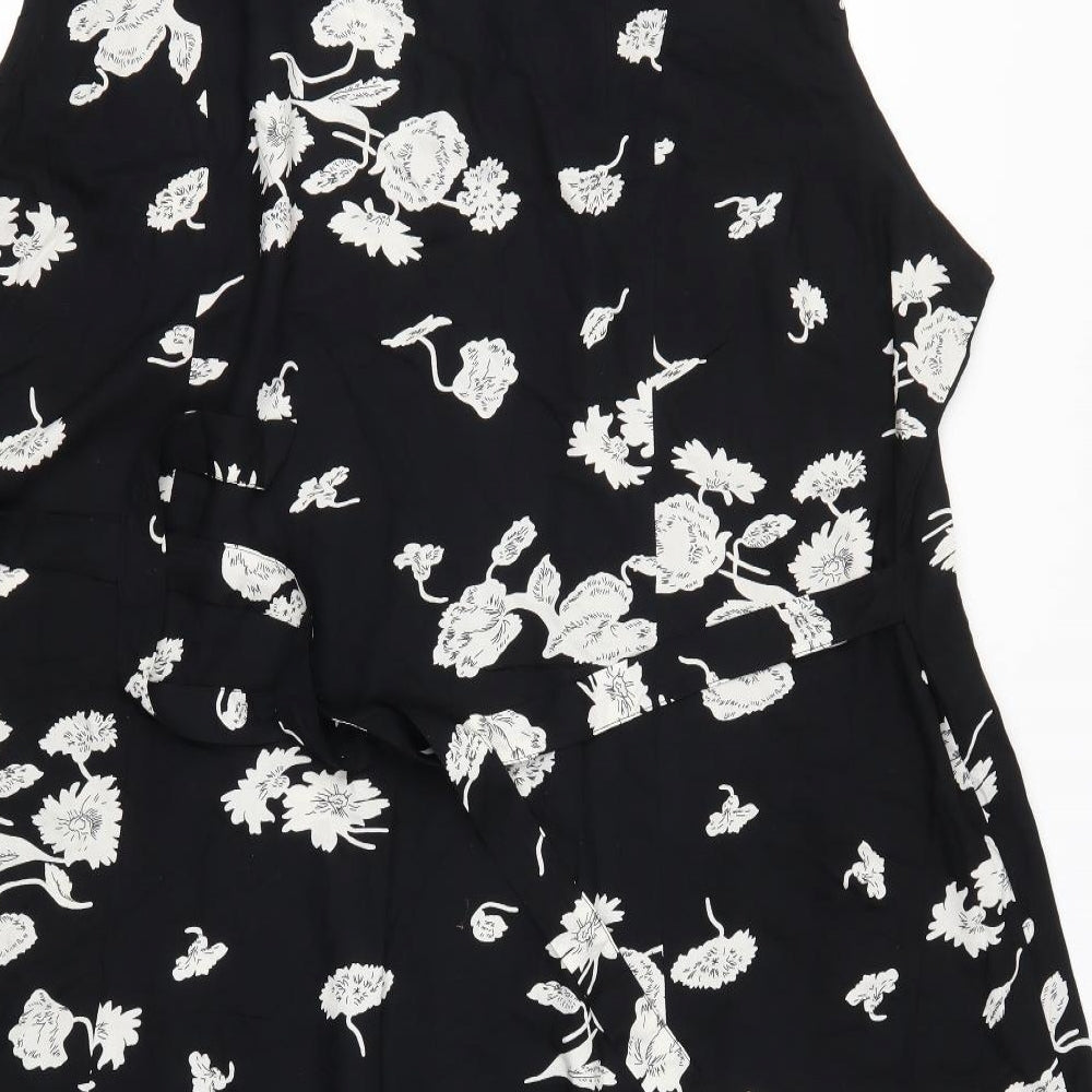 Preworn Womens Black Floral  Shirt Dress  Size 18