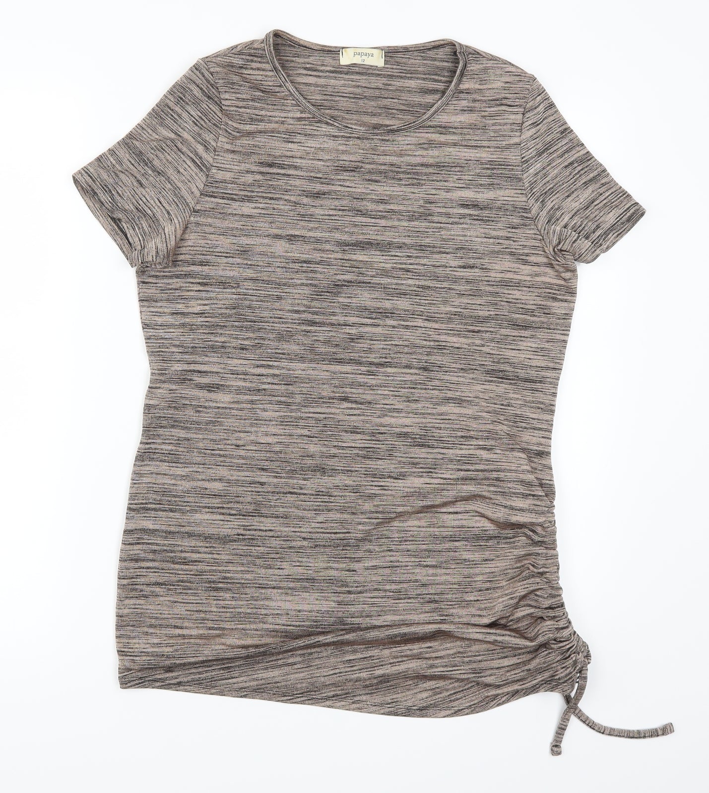 Papaya Womens Brown   Basic T-Shirt Size 12