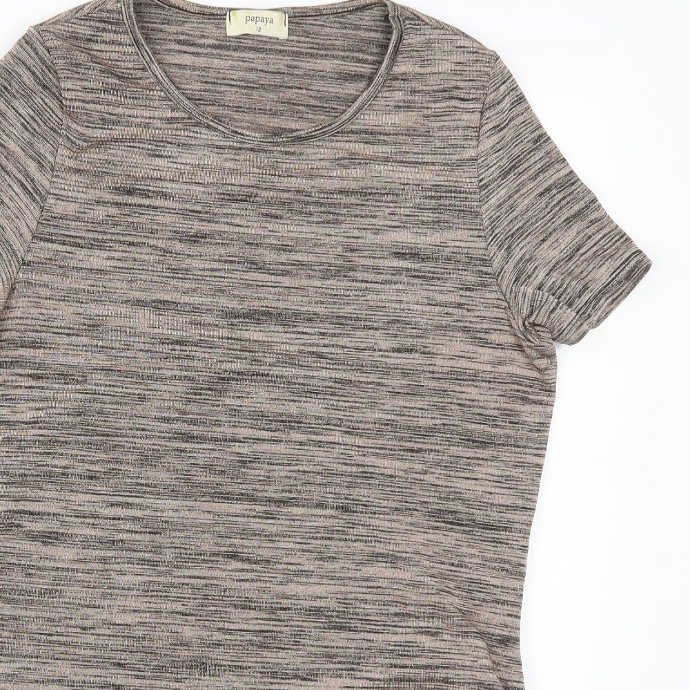 Papaya Womens Brown   Basic T-Shirt Size 12