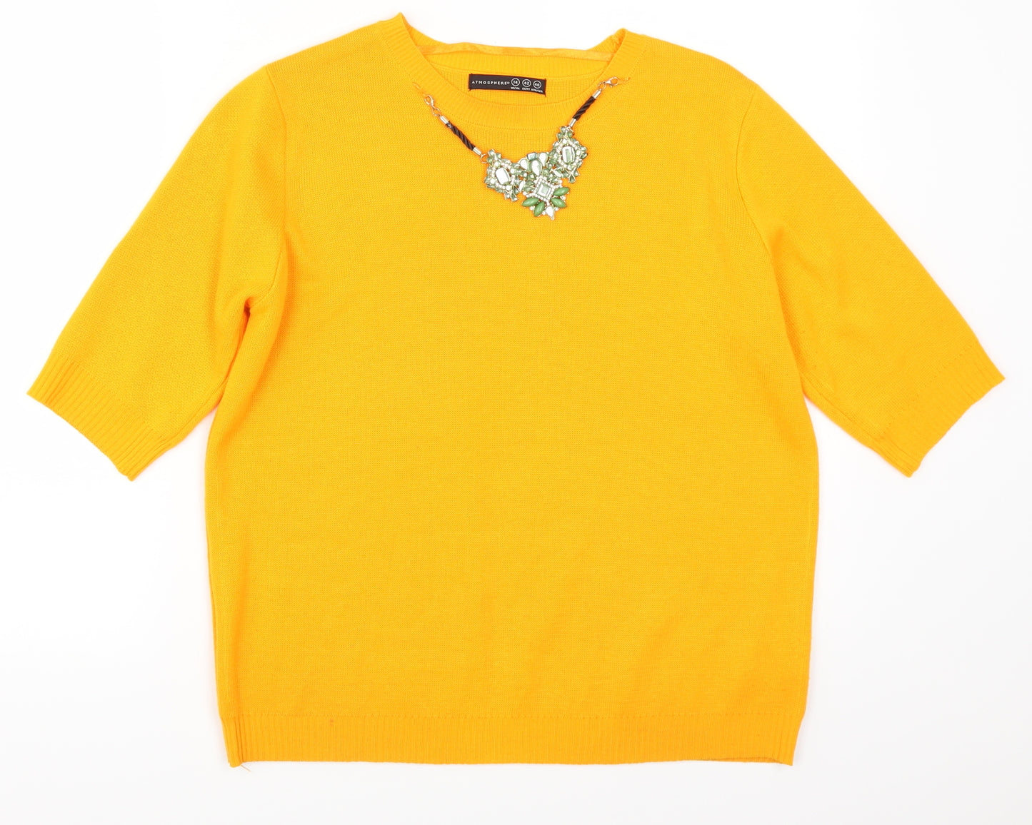 Atmosphere Womens Orange   Pullover Jumper Size 14  - Beaded Neck Detail
