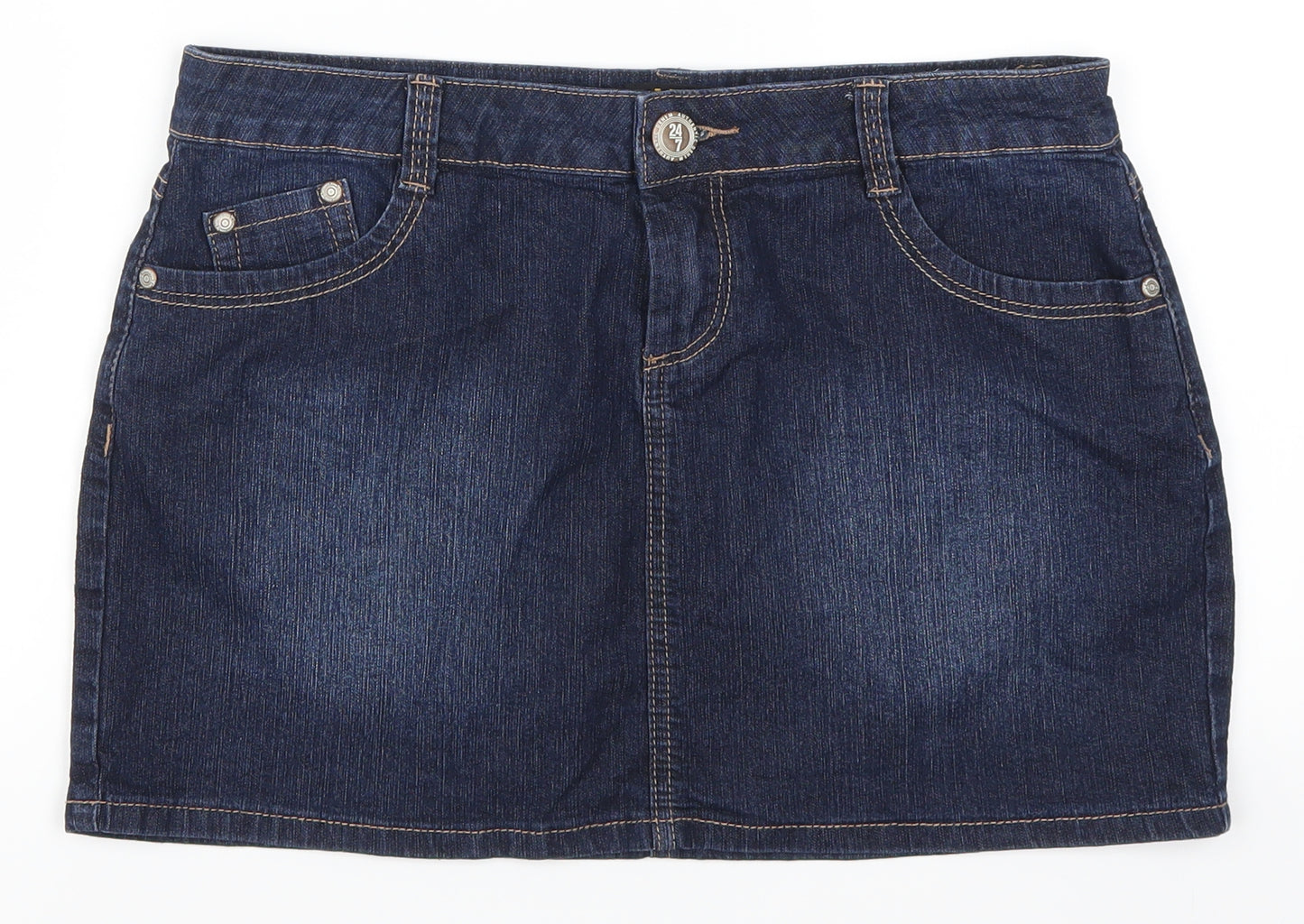 24/7 Authentic Denim Womens Blue  Denim Mini Skirt Size 12