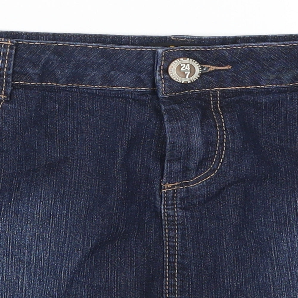 24/7 Authentic Denim Womens Blue  Denim Mini Skirt Size 12