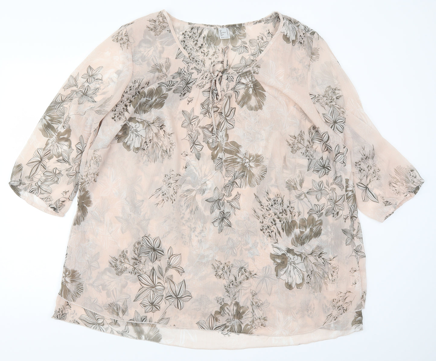 Preworn Womens Pink Floral  Basic Blouse Size 26