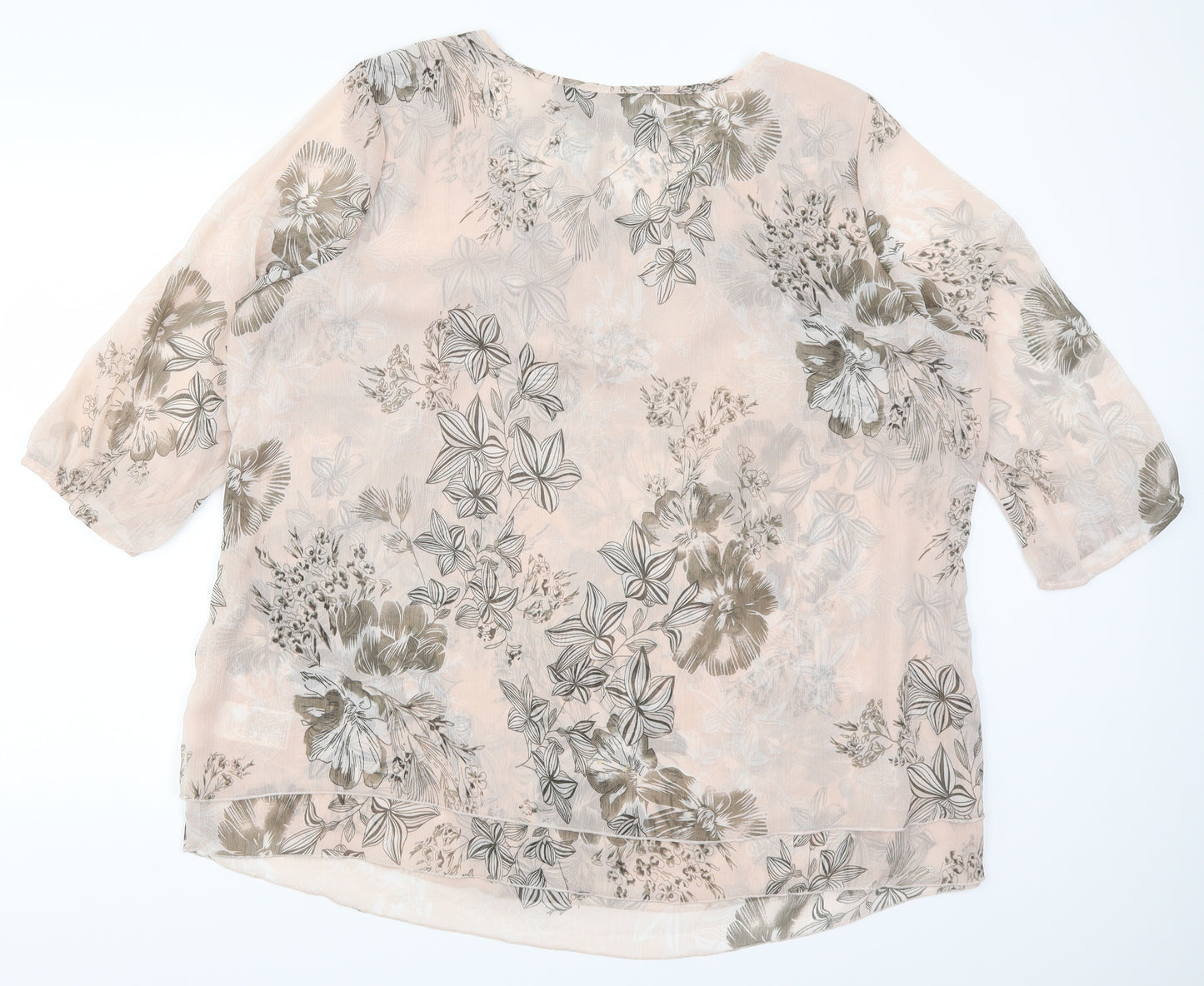 Preworn Womens Pink Floral  Basic Blouse Size 26