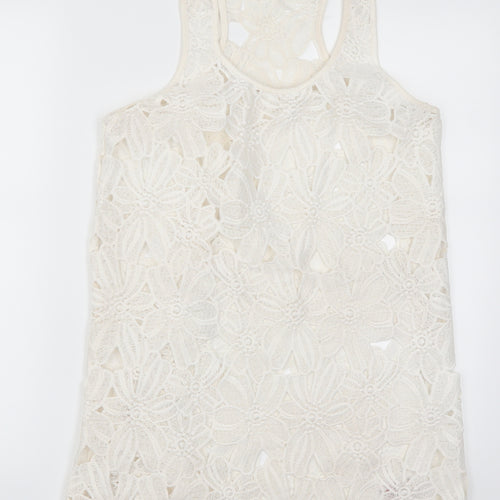 Atmosphere Womens White Floral Lace Basic Tank Size M