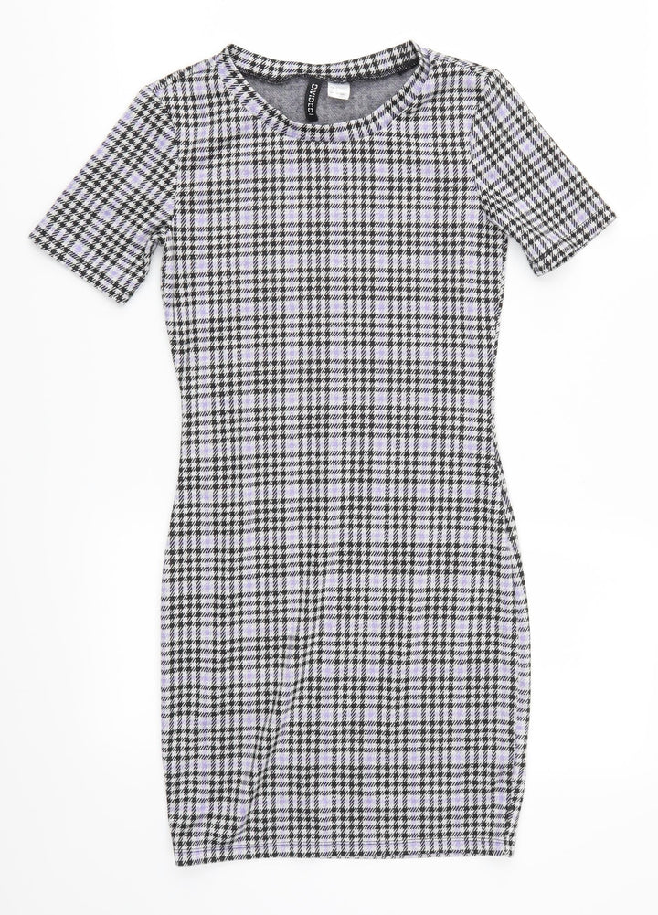 H&M Womens Purple Houndstooth  Mini  Size S