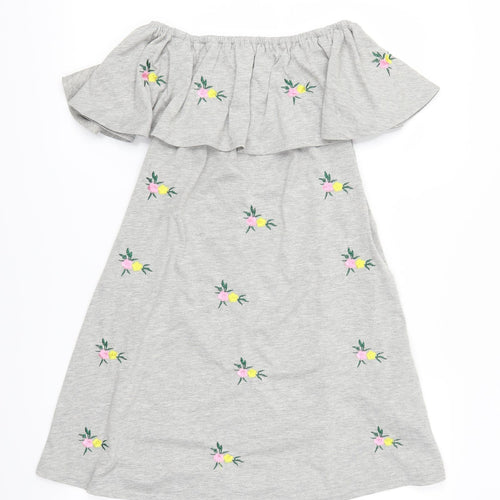 New Look Womens Grey Floral  A-Line  Size 8