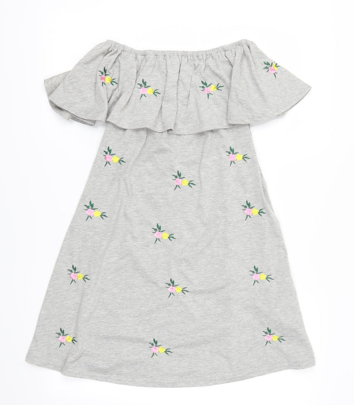 New Look Womens Grey Floral  A-Line  Size 8