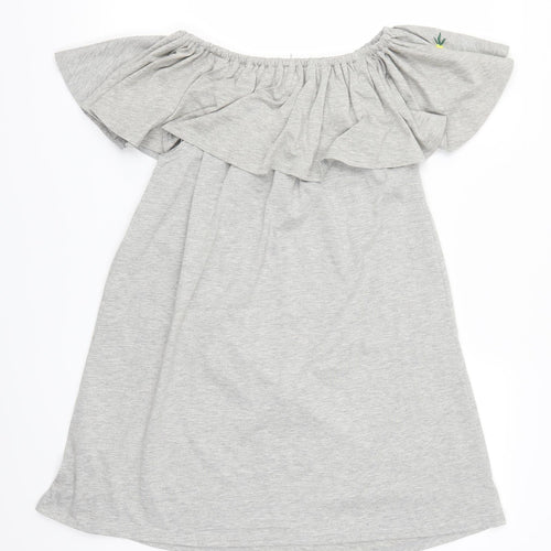 New Look Womens Grey Floral  A-Line  Size 8