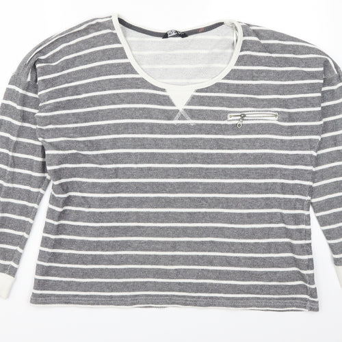 Select Womens Grey Striped  Pullover Sweatshirt Size 18