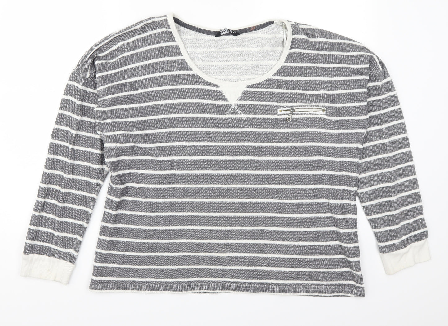 Select Womens Grey Striped  Pullover Sweatshirt Size 18