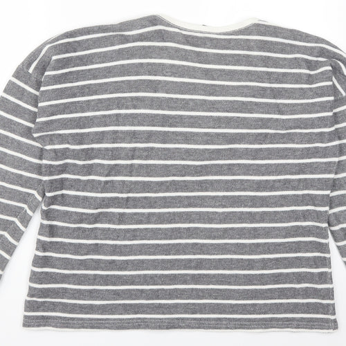 Select Womens Grey Striped  Pullover Sweatshirt Size 18
