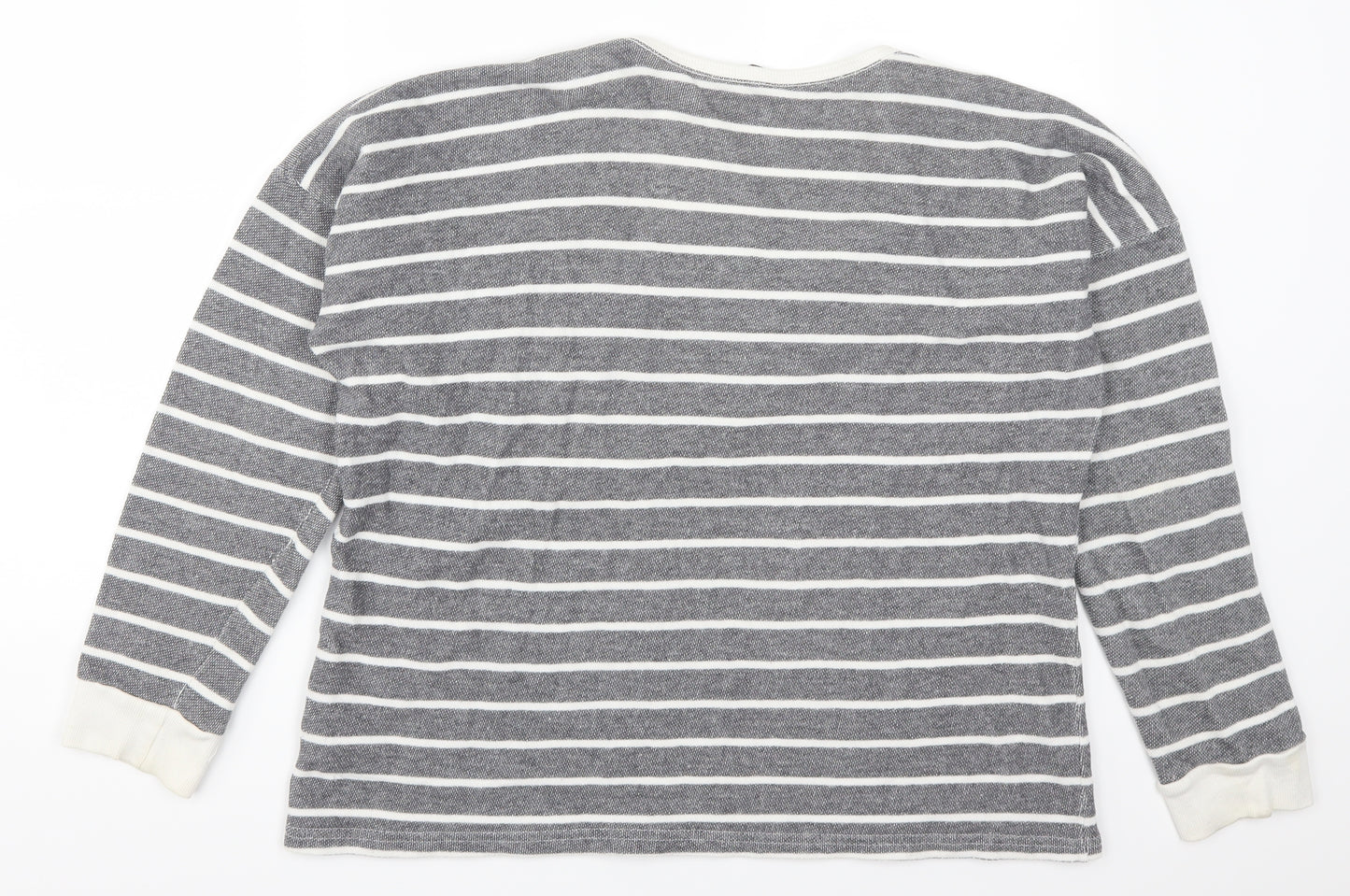 Select Womens Grey Striped  Pullover Sweatshirt Size 18