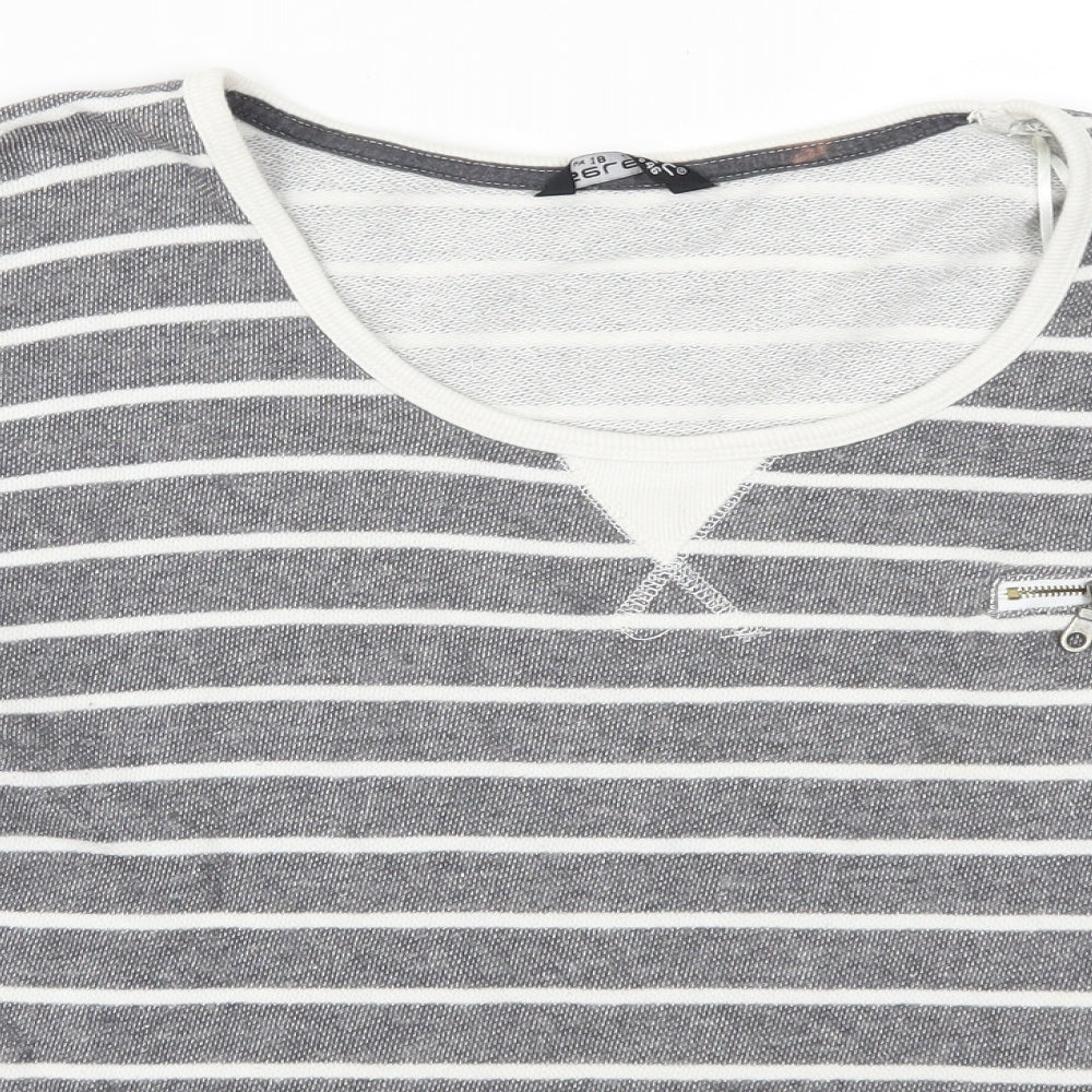Select Womens Grey Striped  Pullover Sweatshirt Size 18