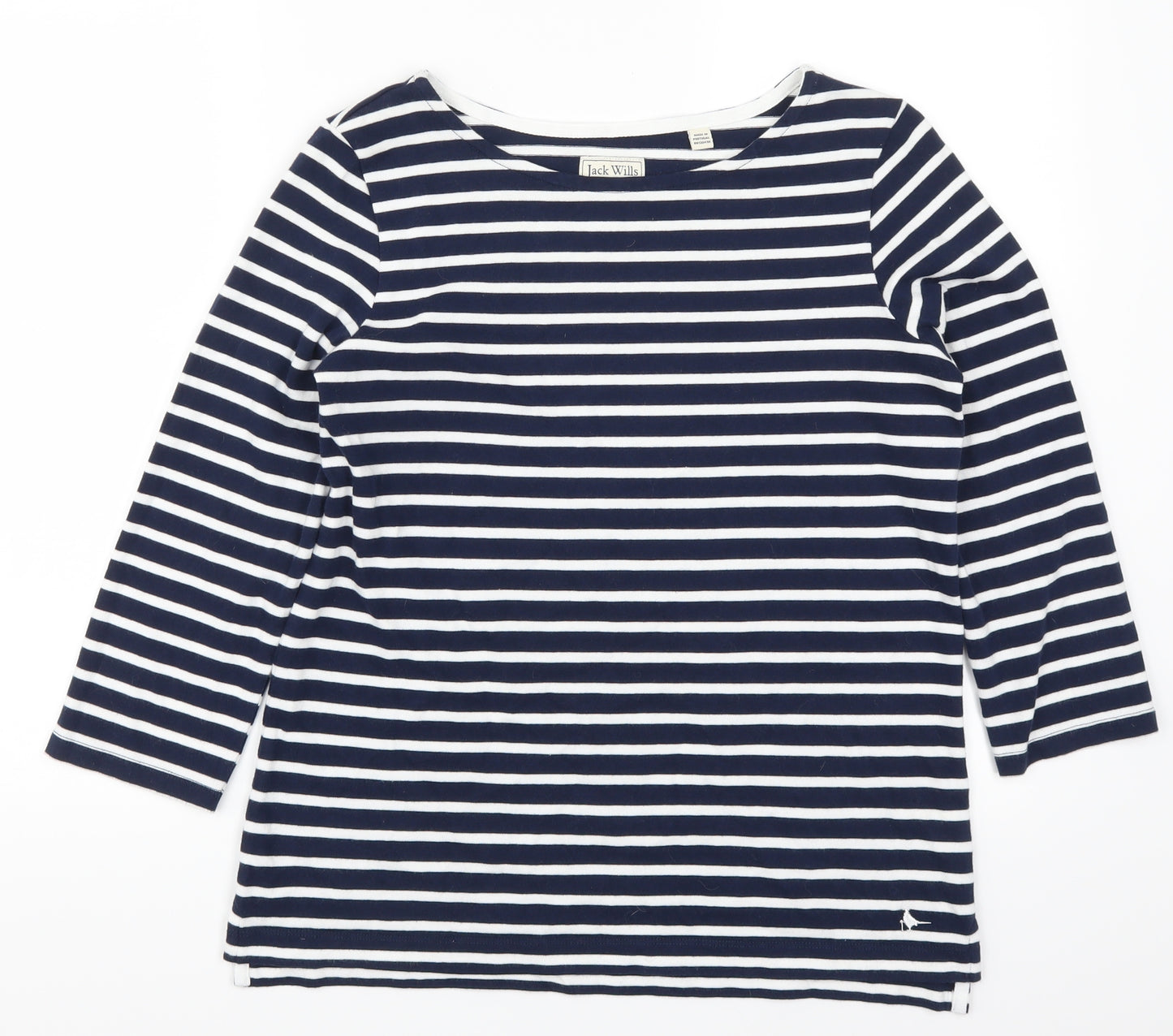 Jack Wills Womens Blue Striped  Basic T-Shirt Size 10