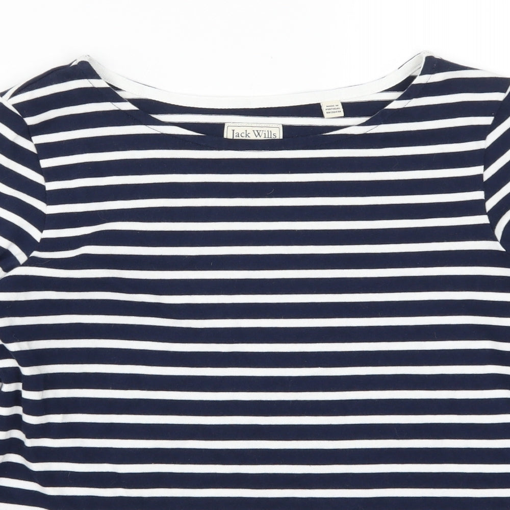 Jack Wills Womens Blue Striped  Basic T-Shirt Size 10