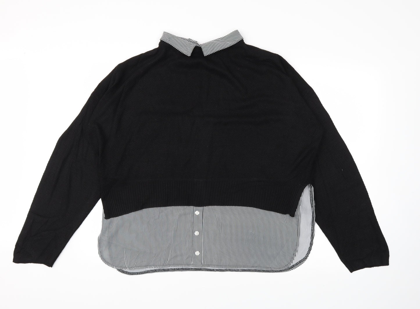 Select Womens Black Striped  Pullover Jumper Size 18