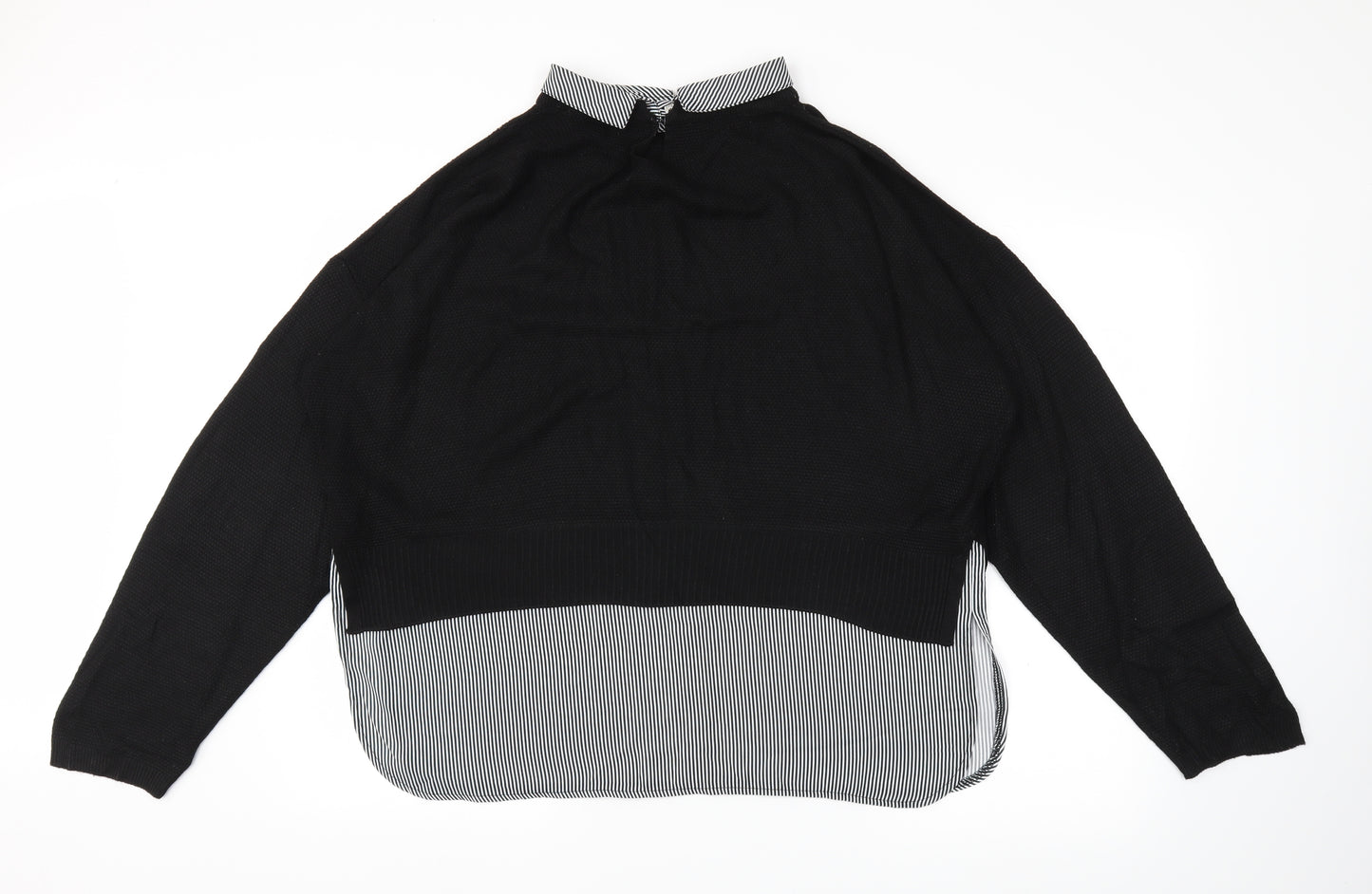 Select Womens Black Striped  Pullover Jumper Size 18