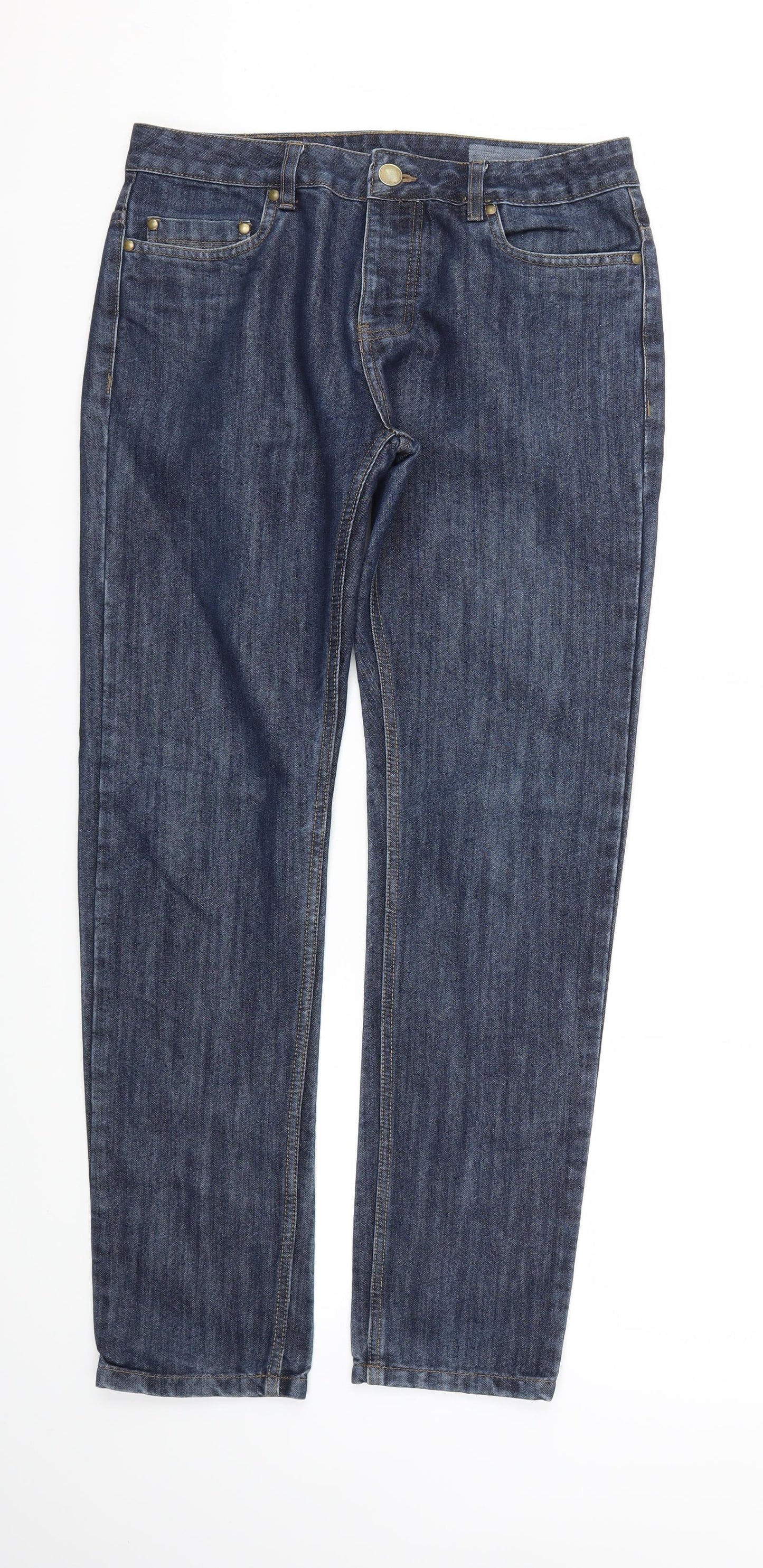 Denim & Co. Mens Blue   Straight Jeans Size 32 L32 in