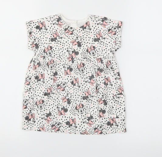 Front view of Disney Baby girls’ pink animal print fit & flare, size 6-9, months