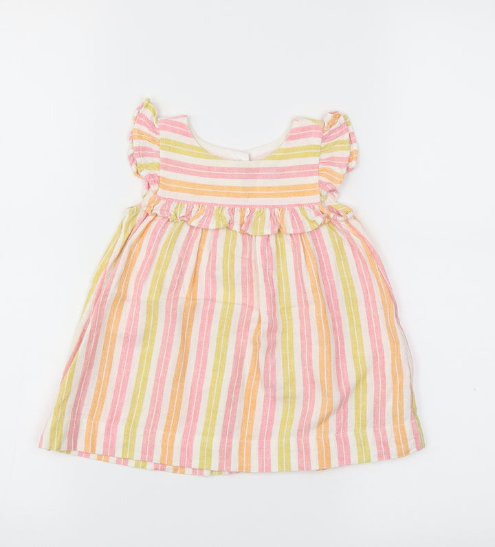 Baby Gap Girls Multicoloured Striped Fit & Flare Size 6-9 Months