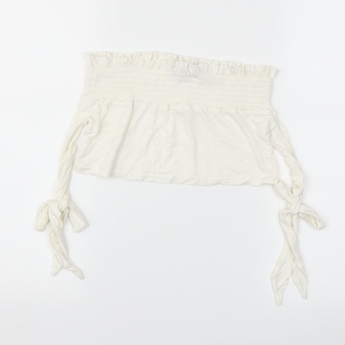 Pretty Little Thing  Womens White   Cropped T-Shirt Size 10