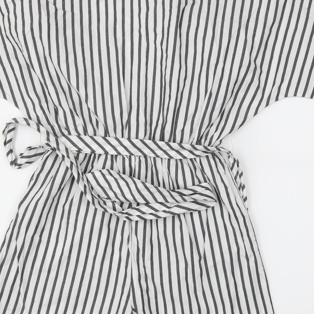 MONKI  Womens White Striped  Jumpsuit One-Piece Size XS
