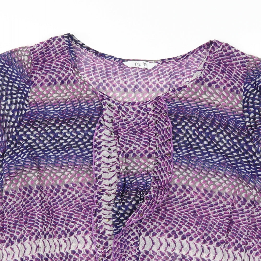 Petite  Womens Purple   Basic T-Shirt Size 16