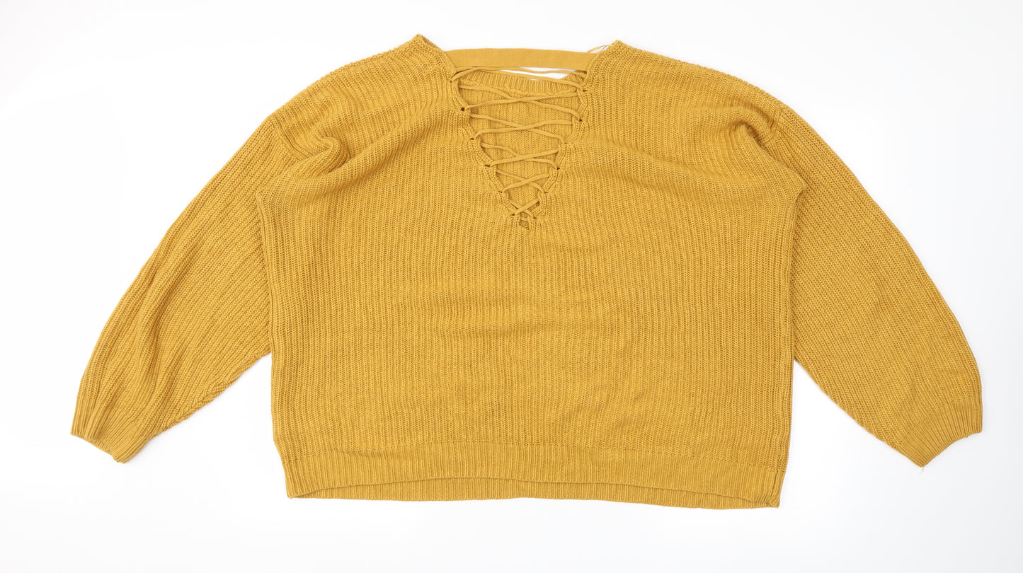 New Look Womens Yellow   Pullover Jumper Size L
