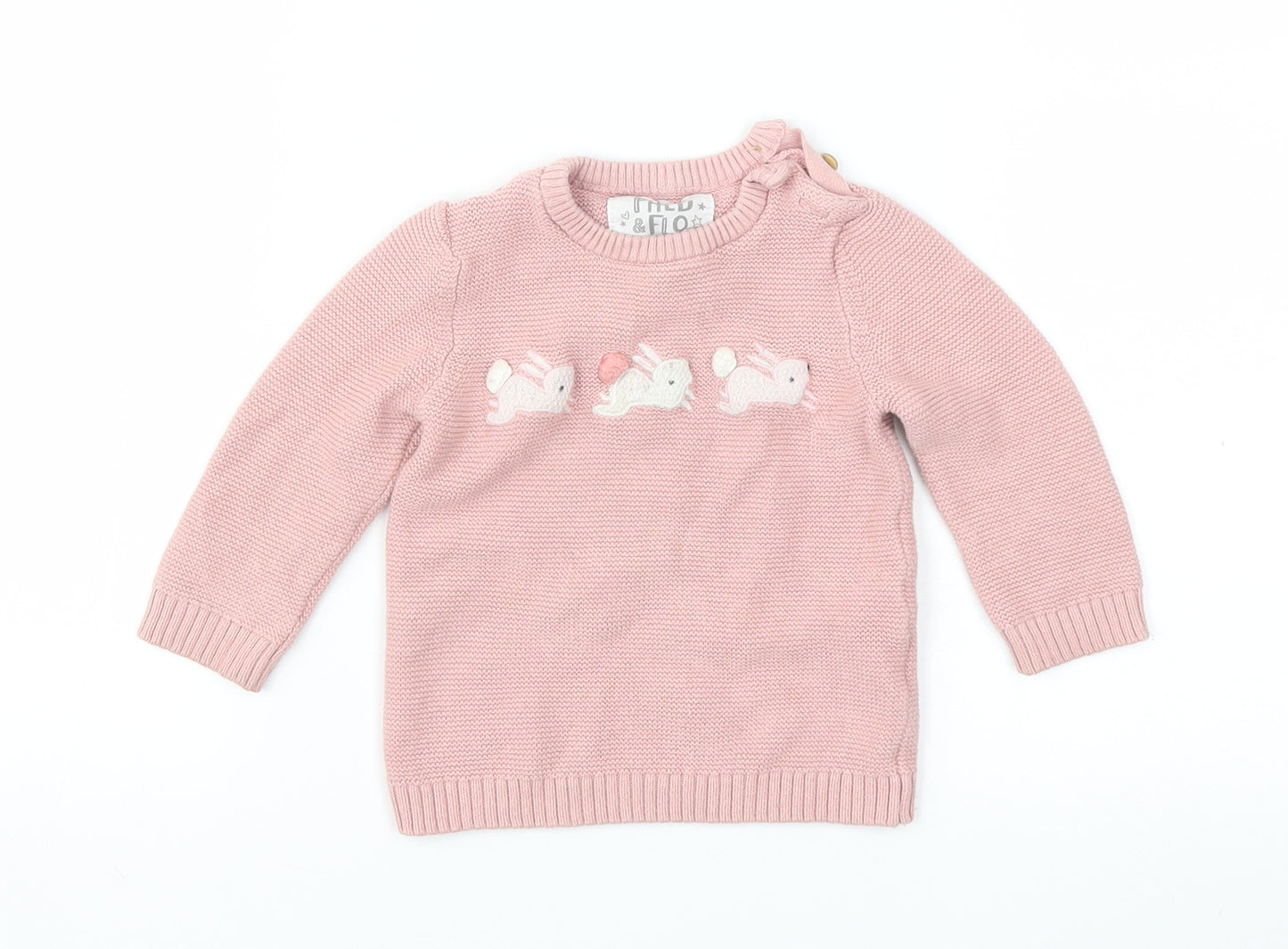 F&F Girls Pink Animal Print  Pullover Jumper Size 3-6 Months