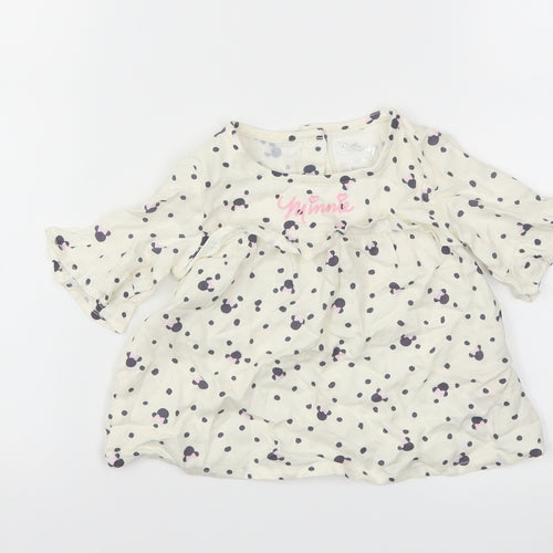 Primark Girls White Animal Print  Basic T-Shirt Size 6-9 Months