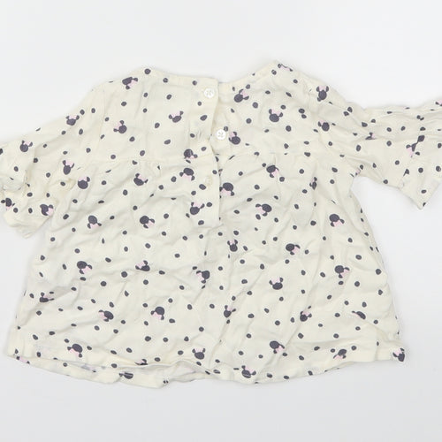 Primark Girls White Animal Print  Basic T-Shirt Size 6-9 Months