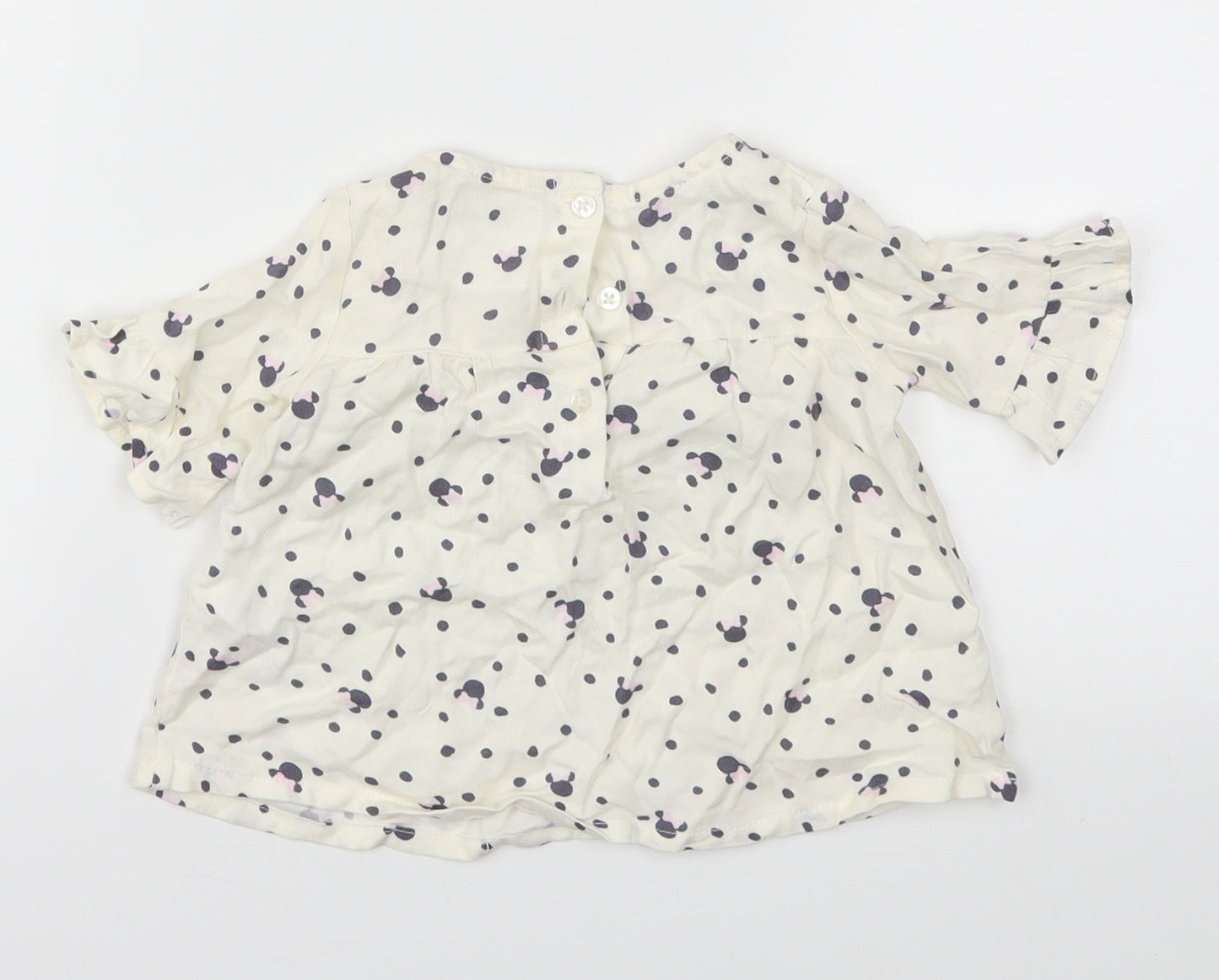 Primark Girls White Animal Print  Basic T-Shirt Size 6-9 Months