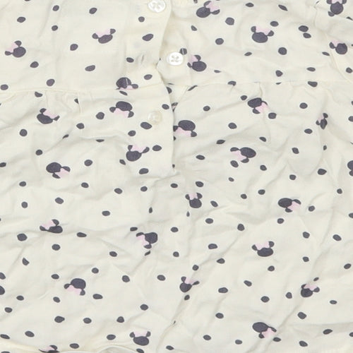 Primark Girls White Animal Print  Basic T-Shirt Size 6-9 Months