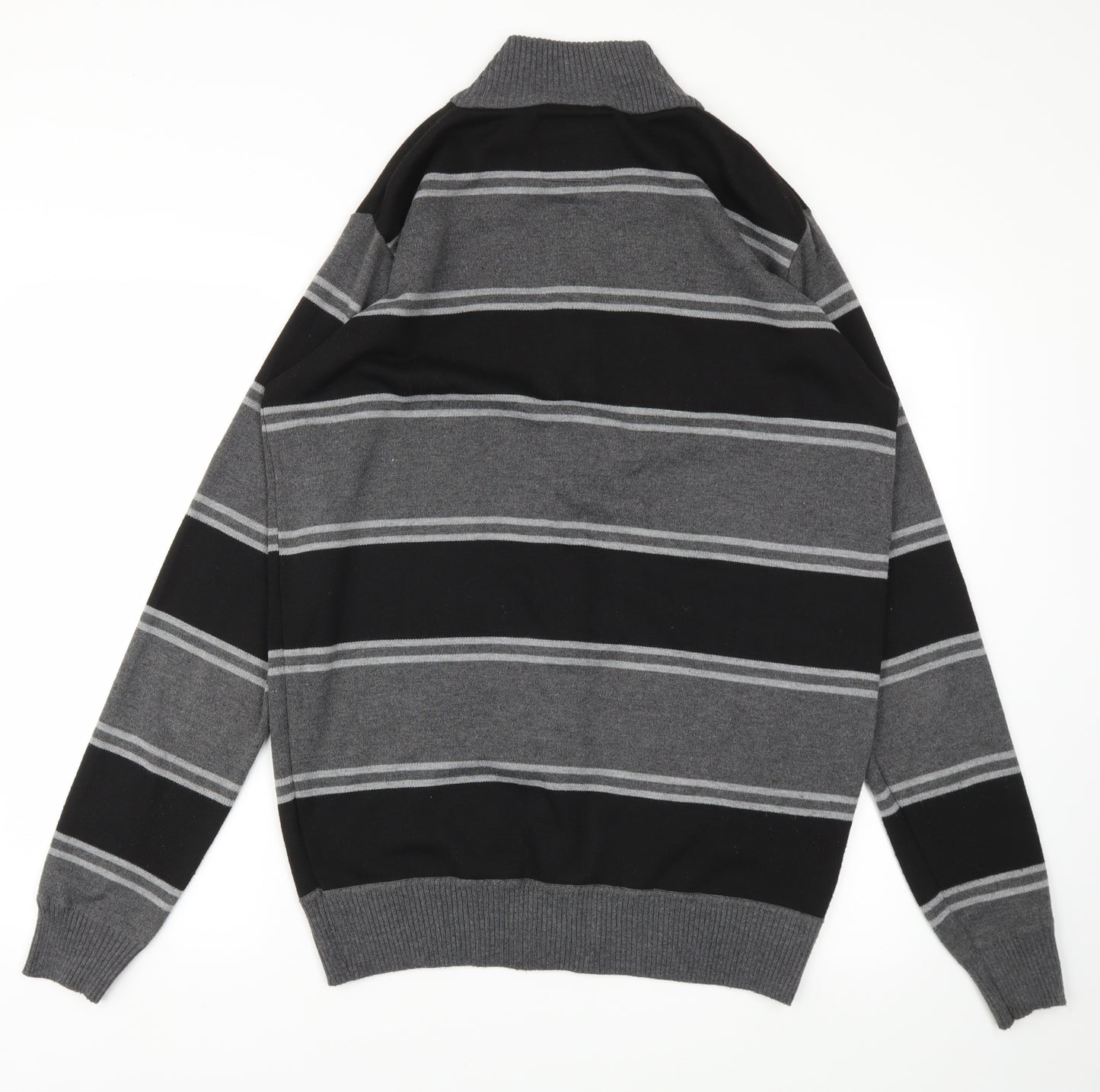 Lee Cooper Mens Black Striped  Full Zip Hoodie Size L