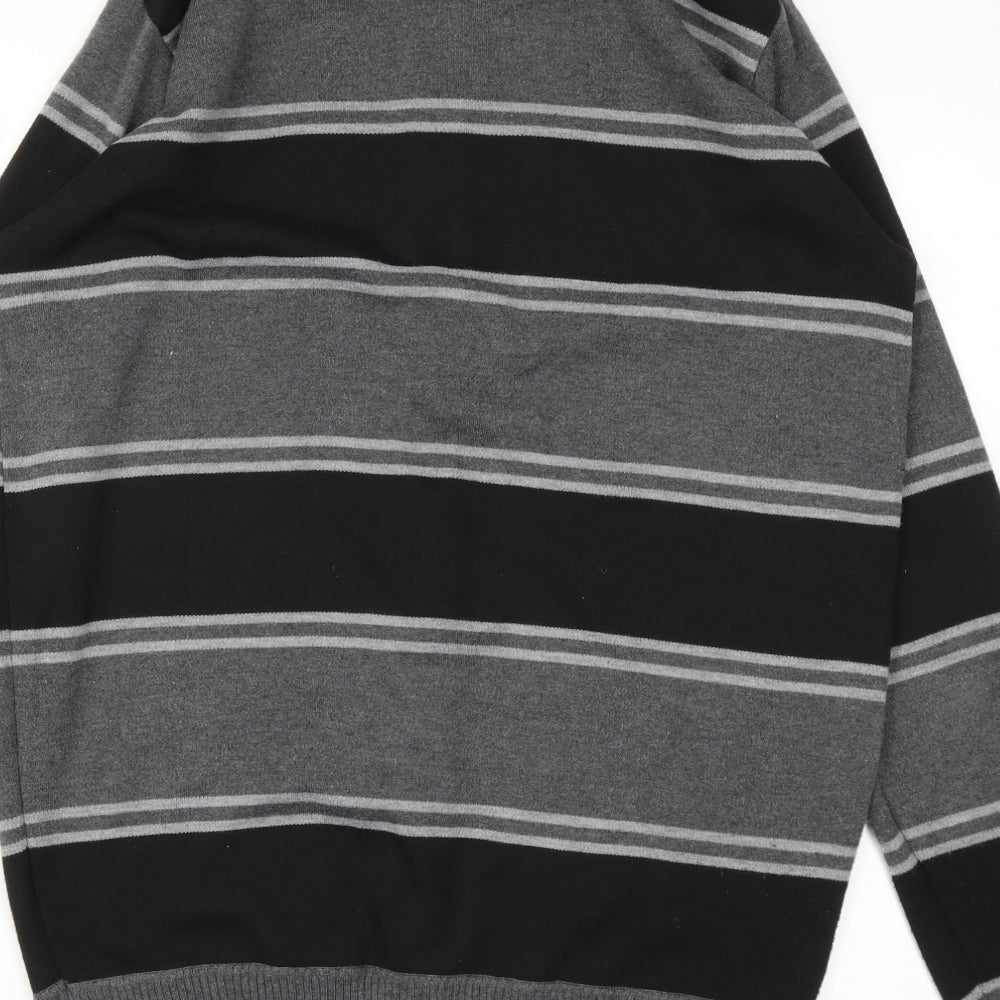 Lee Cooper Mens Black Striped  Full Zip Hoodie Size L