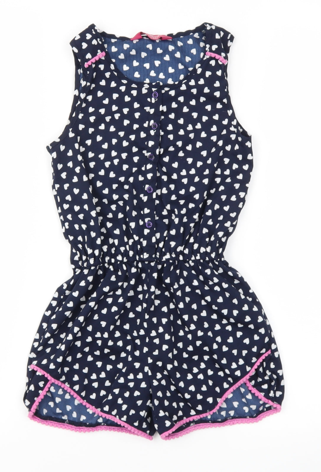 Young Dimension Girls Blue Spotted  Bodysuit One-Piece Size 6-7 Years
