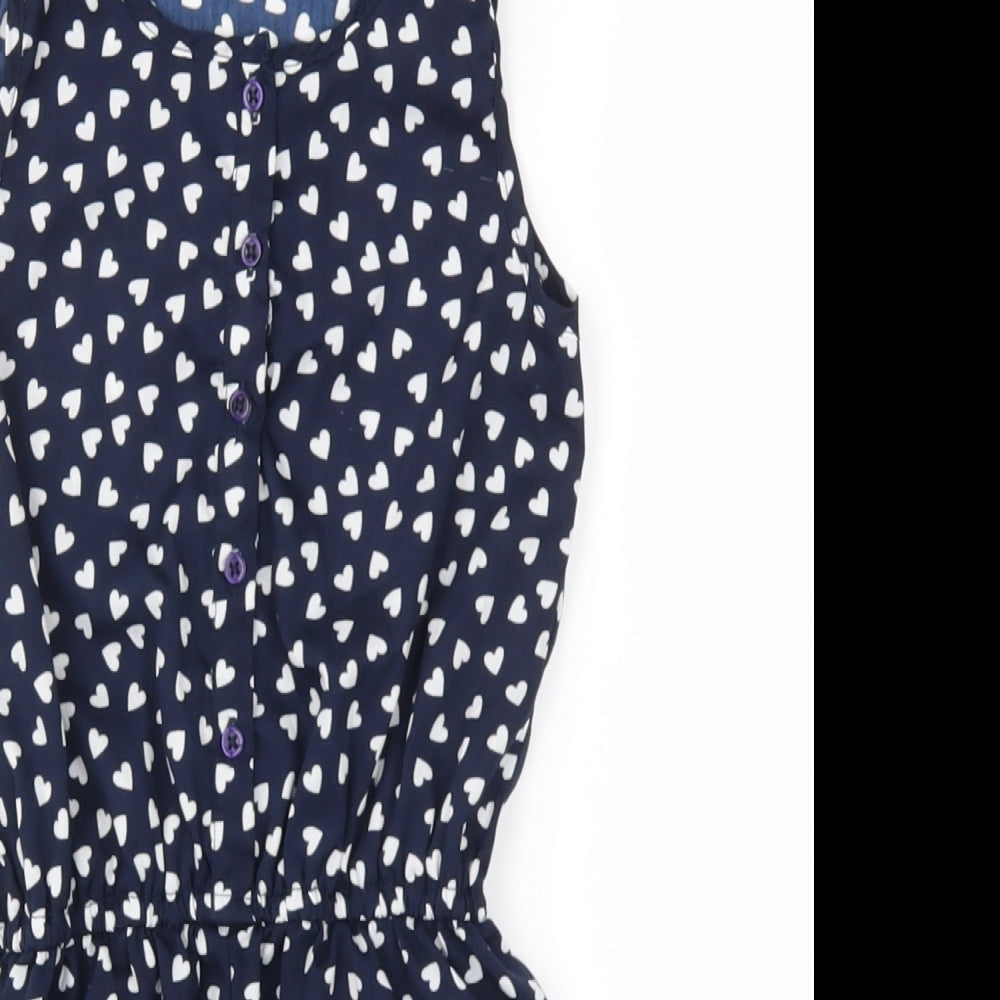 Young Dimension Girls Blue Spotted  Bodysuit One-Piece Size 6-7 Years