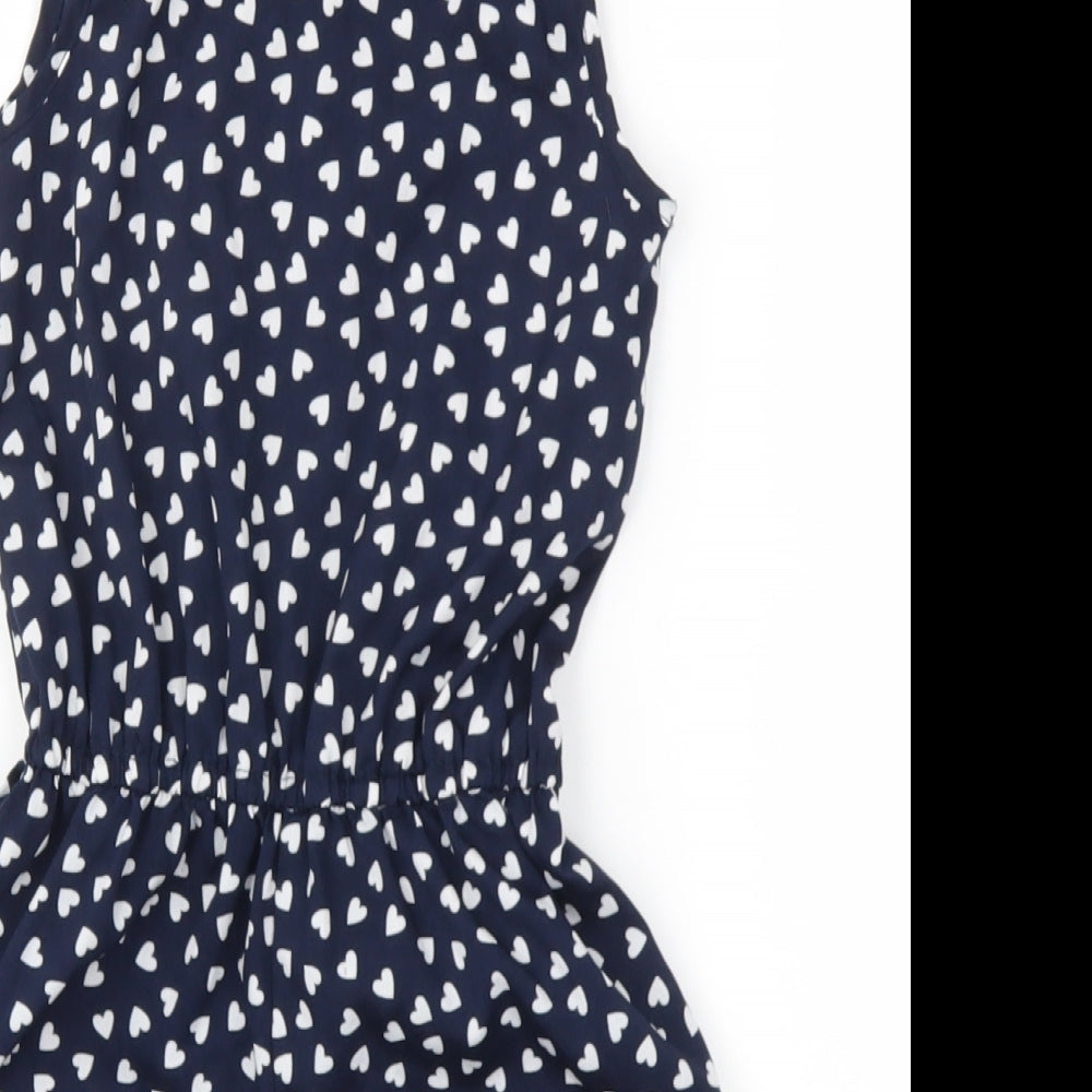 Young Dimension Girls Blue Spotted  Bodysuit One-Piece Size 6-7 Years