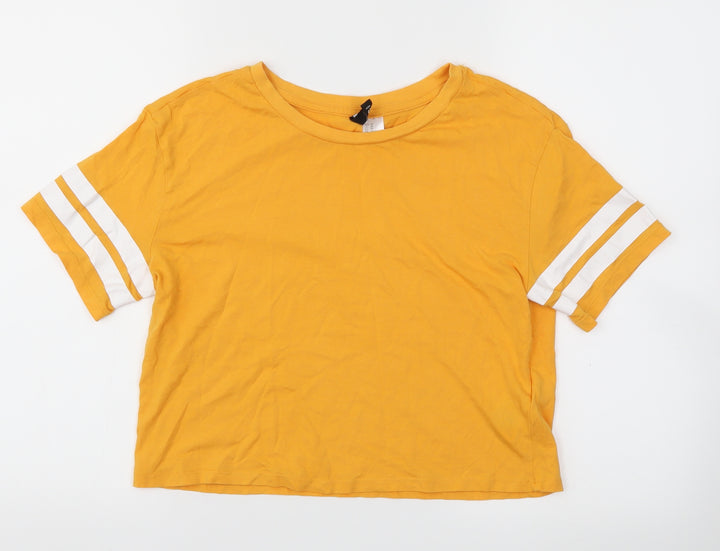 H&M Womens Orange Basic T-Shirt Size XS